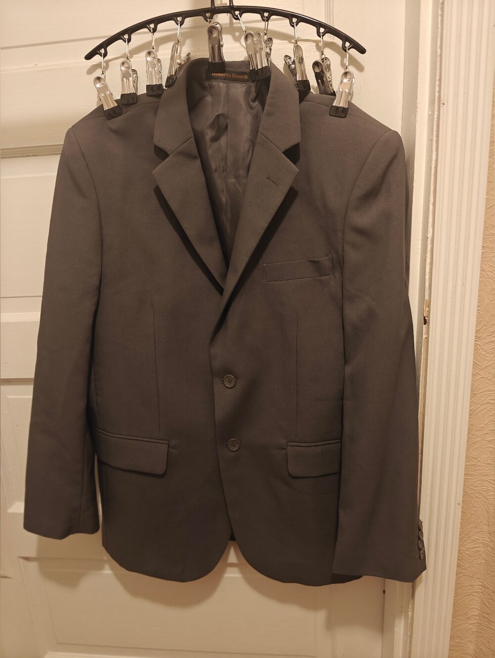 Bonelli Men's Black Suit Jacket 38/32 Super 130's Lined 2-Button Notch Lapel